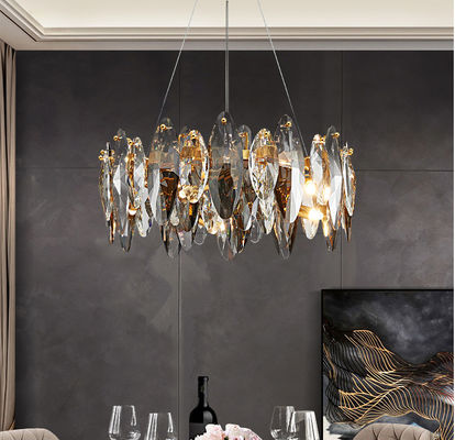 lumière ISO9001 240V de Crystal Chandelier Smoked Crystal Ceiling de fer de fil de 80cm Adjustbale