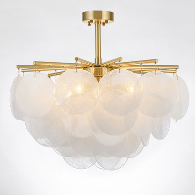 Lampes pendantes en verre givrées blanches en verre de lustre de disque E27 60w pour l'ODM de cuisine