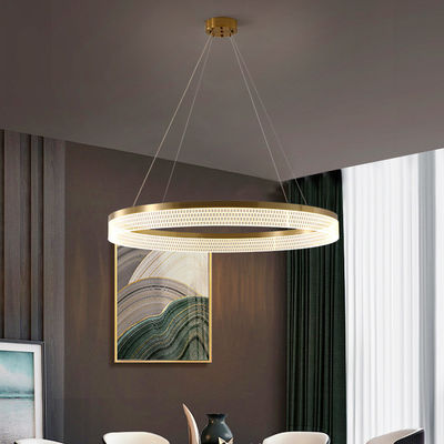 Lumière pendante moderne tricolore de Ring Chandelier Dimmable Double Ring avec l'abat-jour acrylique