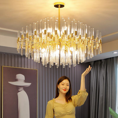 LED K9 Crystal Entrée Lustreur E14 6500K Luxe Plafond luminaires Cristal or