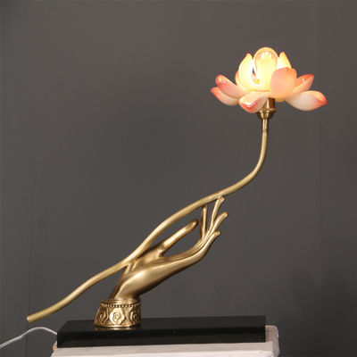 Lampe en verre blanche électrique Lotus Flower Shape 110V de Tableau de ménage de LED