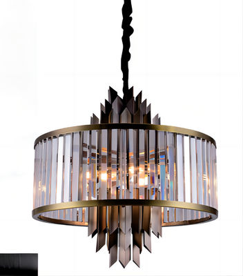 Smokey Gray Round Crystal Chandelier Modern économiseur d'énergie soutient la personnalisation