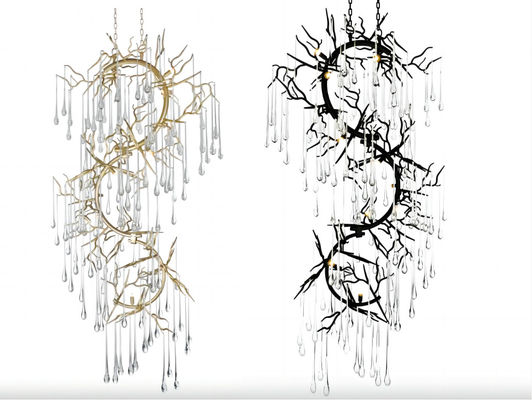 K9 Goutte de verre clair chandeliers extra grands chandelier de cristal moderne G9 * 12