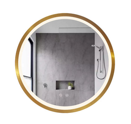 Lumière dorée élégante de miroir de salle de bains du cadre en aluminium LED fixée au mur 600*600mm