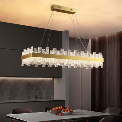 Chandeliers de restaurant au chrome poli Lumière de cristal K9 dorée