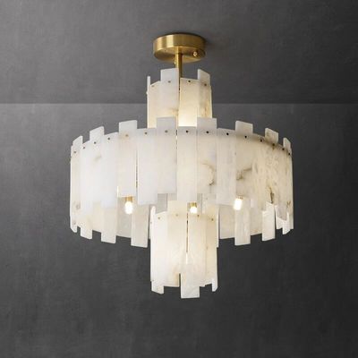 Des lampes à pendentif en fer Scagliola haut de gamme avec ombre en marbre