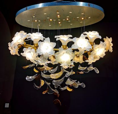 Art haut de gamme romantique vestibule floral blanc lustre haut de gamme villa duplex