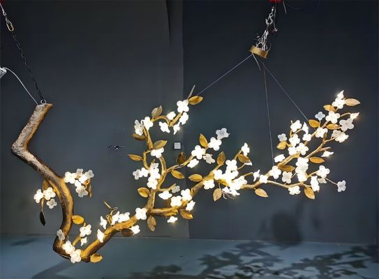 Tout le cuivre lumière luxe lustre à fleurs pour le hall d'hôtel décoratif