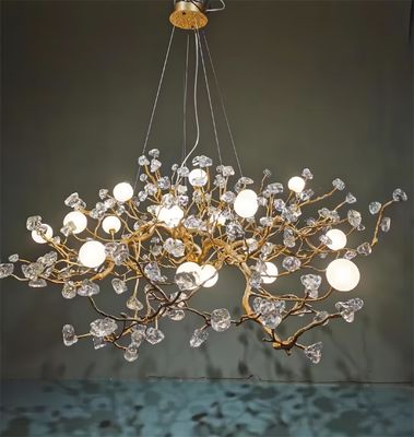 Personnalisé tout le cuivre créatif de verre de pierre pendentif lustre pour créer un style de luxe léger