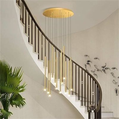 Commercial Moderne LED Long Chandelier suspendu Finitions dorées ou noires