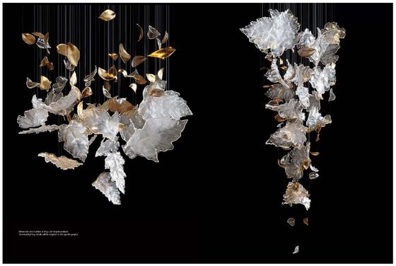Hôtel Lobby Lustre à feuilles d'érable Armatures d'éclairage personnalisées avec suspendus en verre