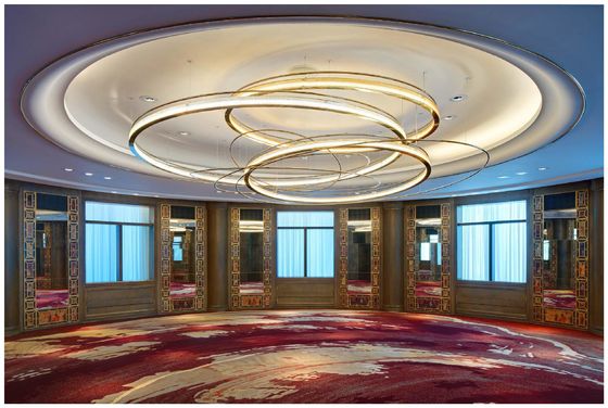 Places haut de gamme Ronde or Grand chandelier de foyer Solutions d'éclairage personnalisées