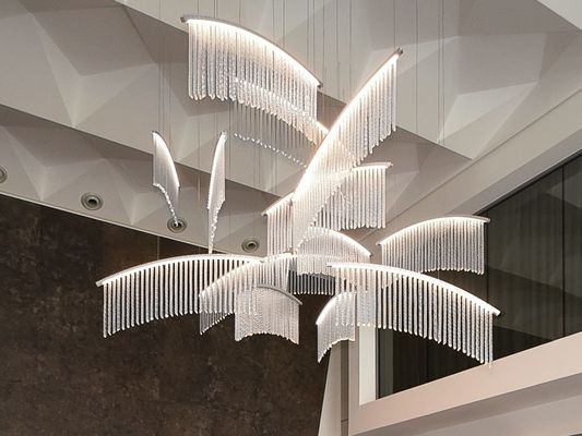 LED Grand lustre d'entrée moderne Chandelier de cristal distinctif Grand lustre