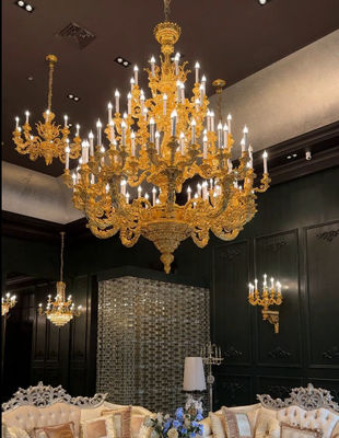 Hôtels de luxe Golden Extra Large Chandeliers Pour les hauts plafonds