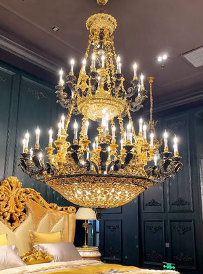 Chandeliers européens rétro personnalisés haut de gamme chandelier doré source lumineuse LED