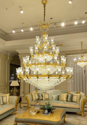 OEM ODM Luxe grand lustre de foyer contemporain avec cristal de haute qualité