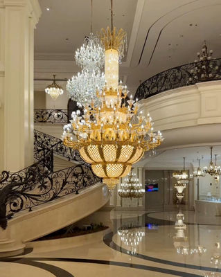 ODM OEM Golden Luxury Grands chandeliers modernes pour les bâtiments commerciaux haut de gamme