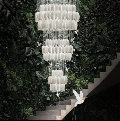 Nouveau design décor de plafond haut luxe lustres modélisation de l'escalier de la villa en céramique fleur pendentif lumière