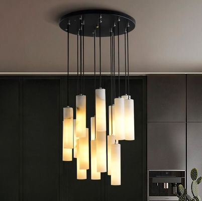 Lumières de luxe Art créatif designer alabaster lustre de l'hôtel hall de salle à manger longue bande pendentif en marbre lig