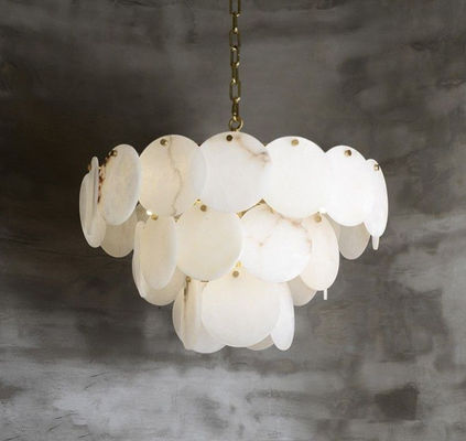 Éclairage moderne restaurant de luxe bar intérieur grand lustre en marbre pour le salon simple lustre en alabaster D60CM