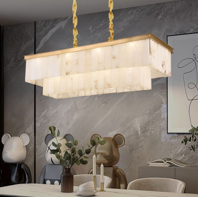Décoration de la maison moderne Lustre en laiton Alabaster Marbre ombre Hôtel Restaurant Chambre Pendant Lampes d'éclairage Des lumières de fantaisie