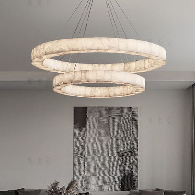 Éclairage à l' anneau unique européen moderne à LED naturel blanc Lustre d' alabaster pour salon salle à manger