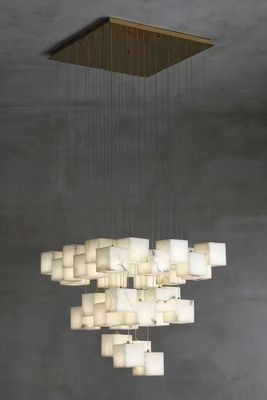 Chandelier de luxe en alabaster de style moderne Villa haut plafond Hôtel Lobby Escalier en spirale Chandelier
