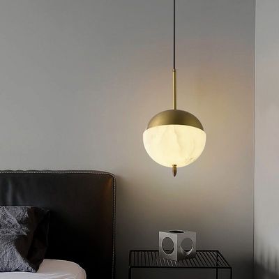 Pendant de luxe en marbre nordique Lumière Décoration de la maison Villa Salle de séjour Lustre sphérique Chambres à coucher Café Lampe d'albâtre