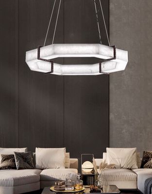 Chandelier en marbre espagnol spectaculaire en alabaster Grand chandelier en alabaster infini Chandelier en marbre pendentif
