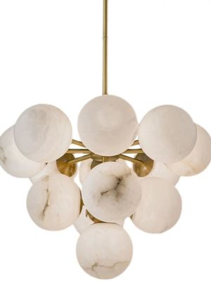 Décoration de la maison de luxe Boule d'albâtre Moderne lustre en cuivre nordique Pendant Lumières Pour le salon Restaurant