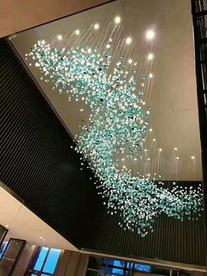 Art décoratif Salle d'hôtel Lustre en verre cristallin Plafond monté Lustre