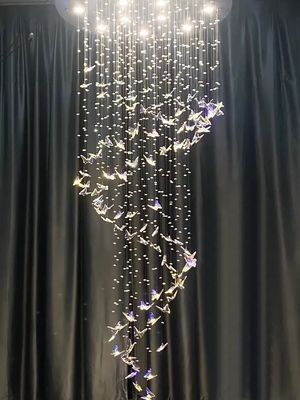 Luxe artistique lampadaire de plafond en verre papillon Chandeliers Pour l'hôtel Villa Restaurant Décoration de mariage