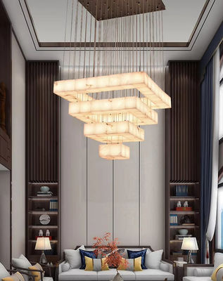 Escalier en marbre en cuivre complet Long pendentif Lumière minimaliste moderne Concepteur Villa Salon Décoration créative Lampe d'albâtre
