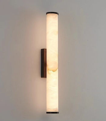 Lampe murale longue linéaire espagnole d'albâtre de marbre de cuivre de luxe Décoration de la maison Armature murale d'éclairage pour salon hôtel