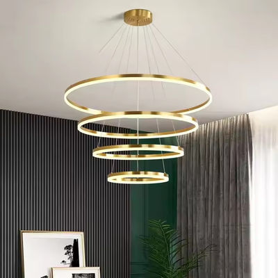 Quatre anneaux accrochés à la maison décoration de lustre à LED anneau acrylique de luxe plafond anneau lustre