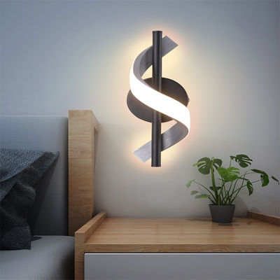Lampade murale à LED en aluminium en spirale moderne 3000K / 6000K 2 couleur claire Chambre d'hôtel Chambre à coucher Salon Corridor Décor incurvé