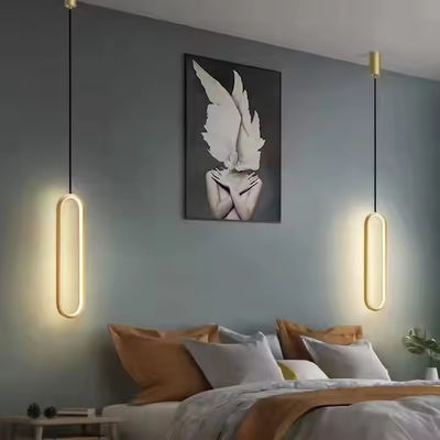 Lumière de pendentif en or noir linéaire moderne Villa Duplex Salon Chambre à coucher Salle à manger Décoration de la maison Lustre à LED