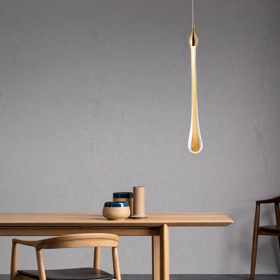 Goutte d'eau de pluie dorée à tête unique Petit lustre luxe de verre de cuivre à LED lampe suspendue Nordique simple lampe suspendue de chevet