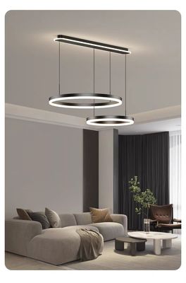 Lumières de salle à manger simples modernes Trois cercles Lumières de chambre à coucher intégrées Lampes lumineuses et lanternes Longues lampes suspendues
