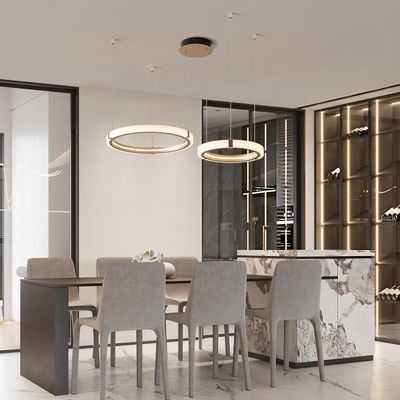 Créatif nordique minimaliste salle à manger double anneau lustre simple moderne rond lustre salon bureau chambre