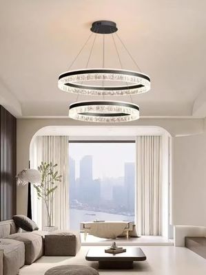 Exquis double cercle salon chambre à coucher lustre intérieur LED brillant lustre salle à manger hôtel villa acrylique
