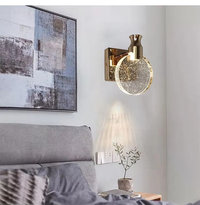 Lampe à crème cristalline à bulles à LED moderne décorée avec une lampe à crème de chevet ronde en cristal