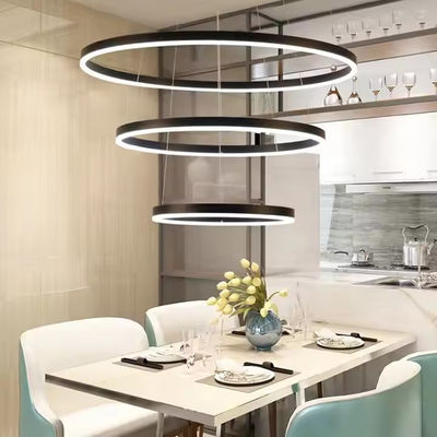 Moderne 3 Ring Design Pendant Décoratif Ring Acrylique LED Lustreur Lumière Or Hôtel Lobby Salon Long Escalier Lustreur