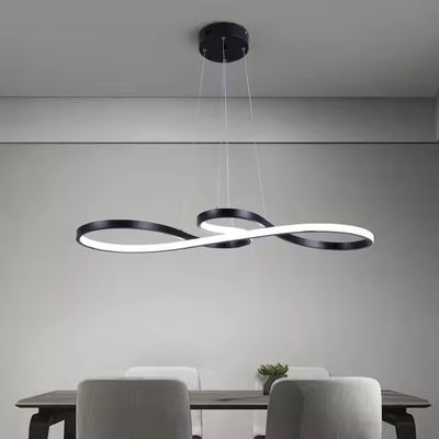 Appartement Île de cuisine Mininaliste 50W Twist Pendant Lumière Lustre Noir Luminaire Lustr Torsion Pendant Lumière