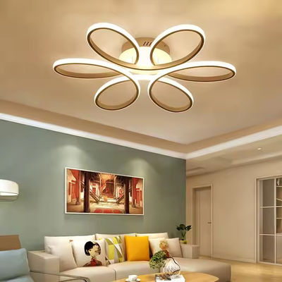 Lumière de plafond en acrylique à LED montée sur une surface dorée éteignable Minimaliste Ring créatif suspendu Lumière de forme de fleur moderne