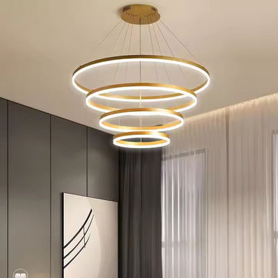 Lampe à pendentif à LED moderne salle à manger lampe à pendentif ronde 4 anneaux réglable chandelier anodisant lampe suspendue