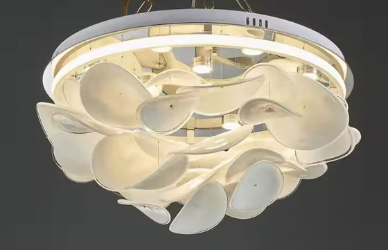 Nordique Simple Light Salon français Chambre à coucher Plafond lumineux Crème moderne Personnalité créative Lotus Leaf Designers Room Light
