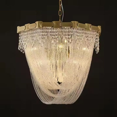 Projet moderne Hôtel Tassels métalliques Lustreur Escalier Plafond Lumières Décoration de la maison Escalier Lustreurs Pendant Lumières