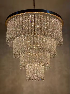 Hôtel Chandelier Fabricant Luxe Doré Moderne Cristal Ronde Pendentif Lumière Pour Le Banquet De Mariage Grand Pendentif Pour Intérieur