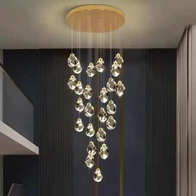 Hôtel Escalier Intérieur Luxe Moderne Chandelier de cristal Pendant Lumière avec LED Lampe de plafond Lampe de taille 130*110mm